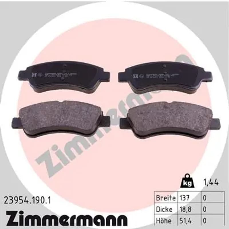 ZIMMERMANN stabdžių trinkelių rinkinys, diskinis stabdys 23954.190.1
