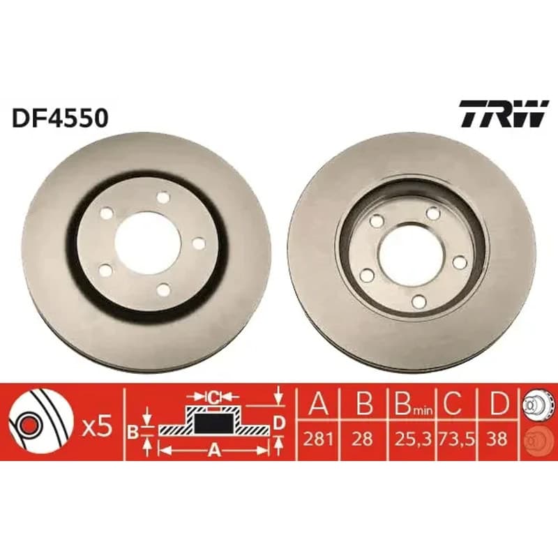 TRW stabdžių diskas DF4550