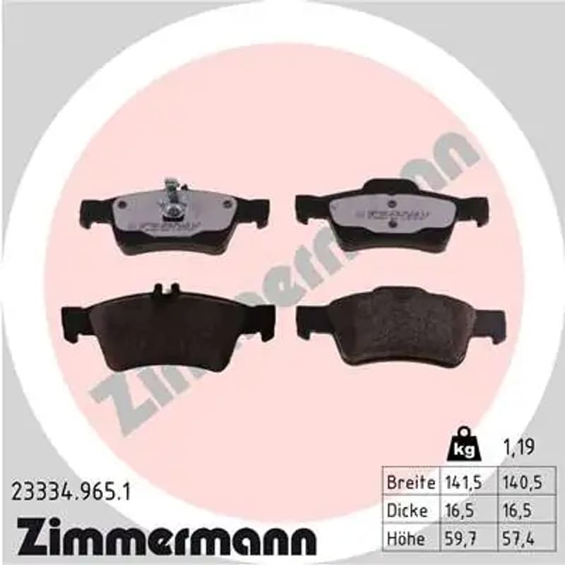 ZIMMERMANN stabdžių trinkelių rinkinys, diskinis stabdys 23334.965.1