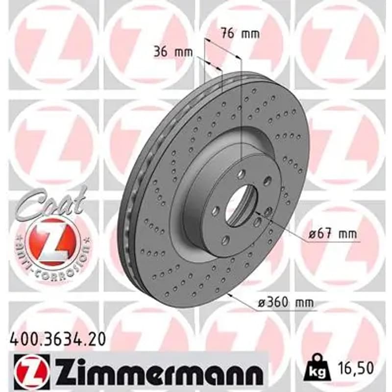 ZIMMERMANN stabdžių diskas 400.3634.20