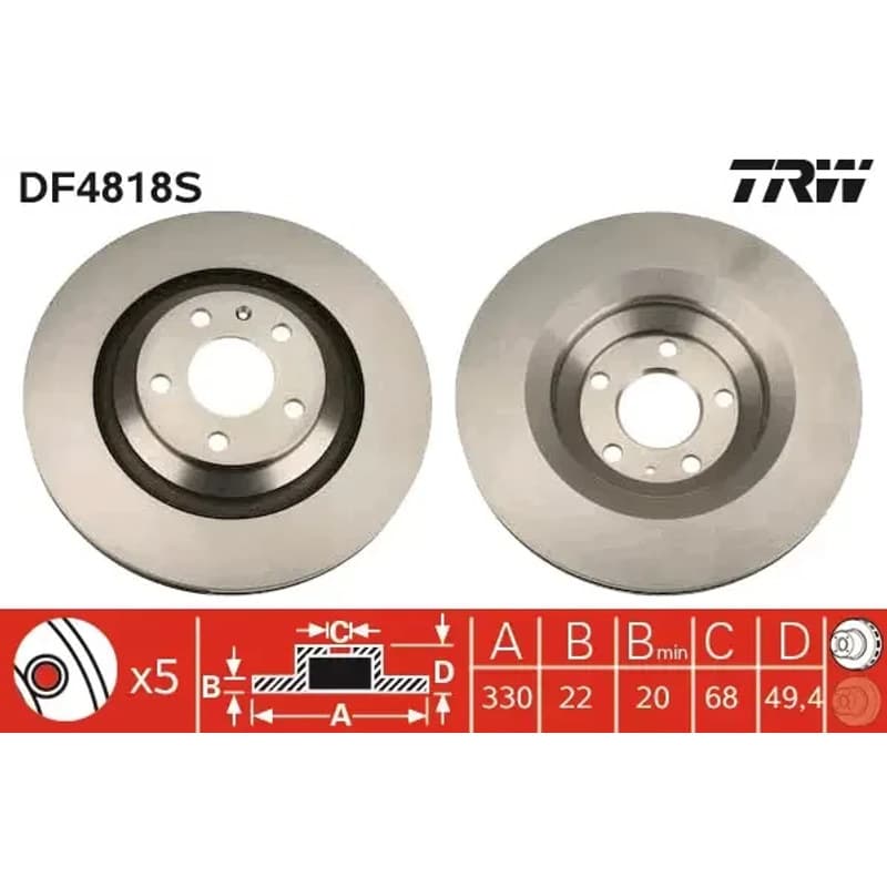 TRW stabdžių diskas DF4818S
