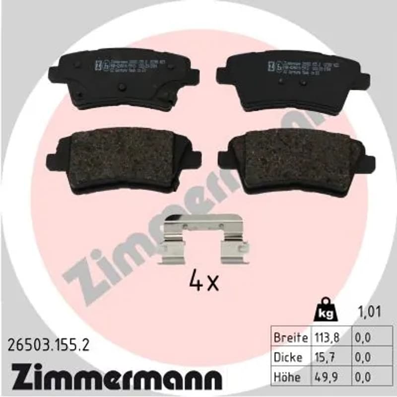 ZIMMERMANN stabdžių trinkelių rinkinys, diskinis stabdys 26503.155.2