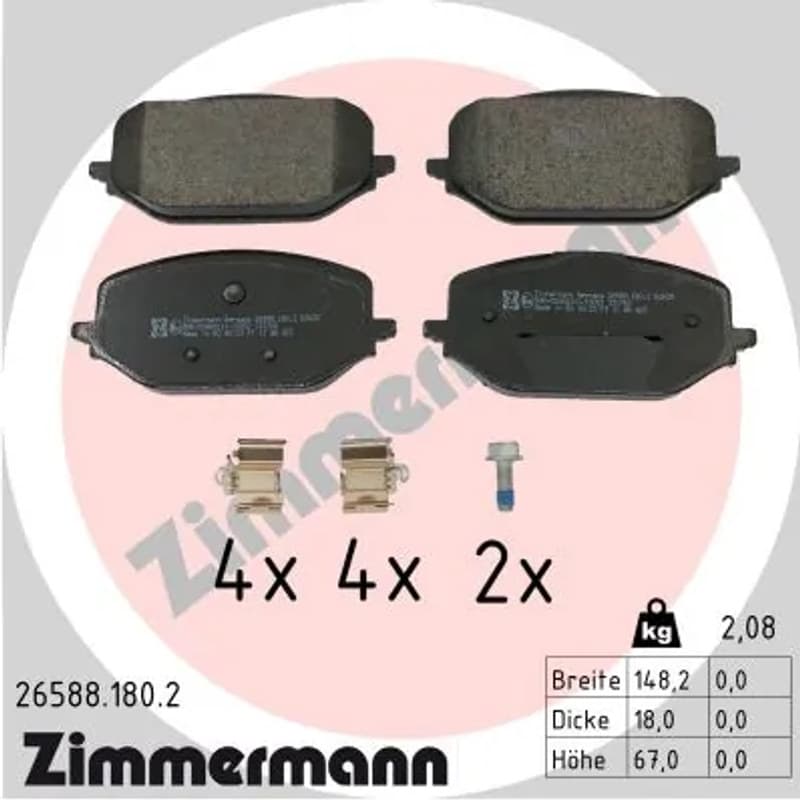 ZIMMERMANN stabdžių trinkelių rinkinys, diskinis stabdys 26588.180.2