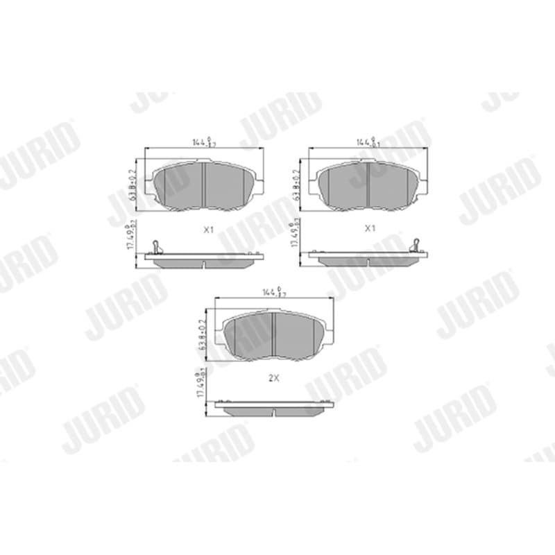 JURID stabdžių trinkelių rinkinys, diskinis stabdys 572380J