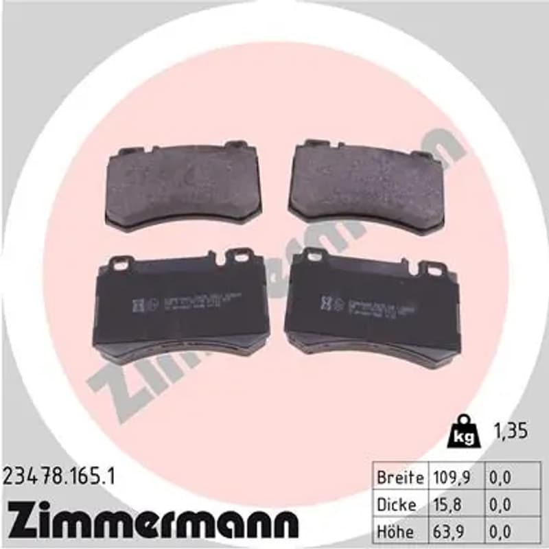 ZIMMERMANN stabdžių trinkelių rinkinys, diskinis stabdys 23478.165.1