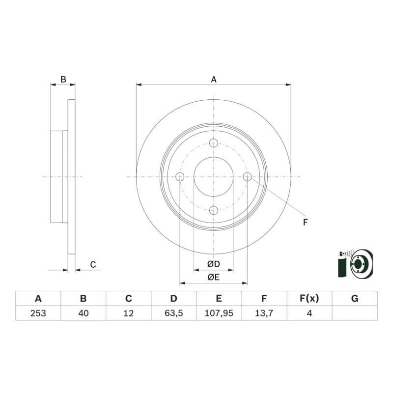 BOSCH 0 986 479 F63 stabdžių diskas