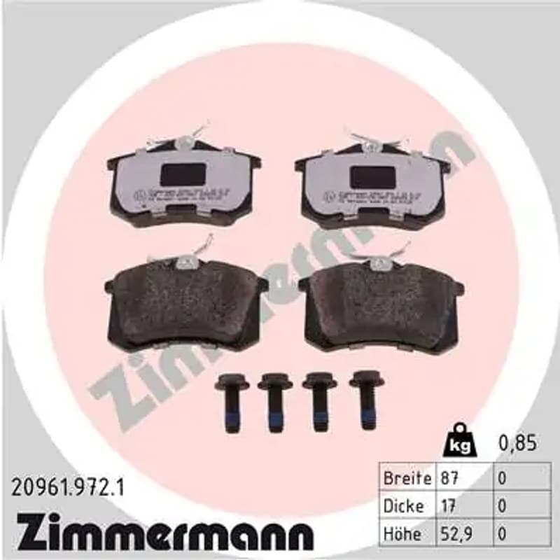 ZIMMERMANN stabdžių trinkelių rinkinys, diskinis stabdys 20961.972.1
