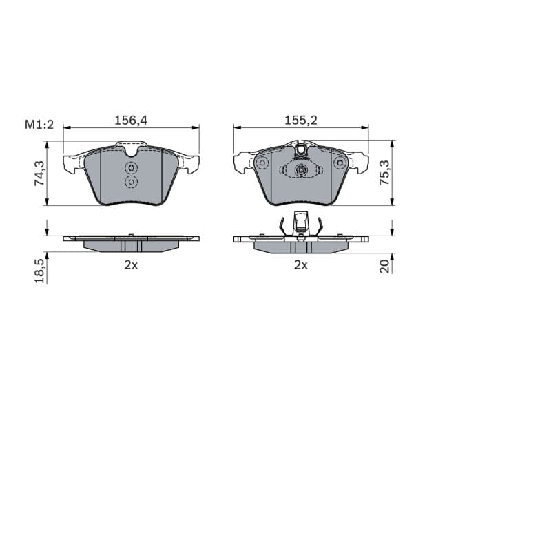 BOSCH 0 986 424 125 stabdžių trinkelių rinkinys, diskinis stabdys