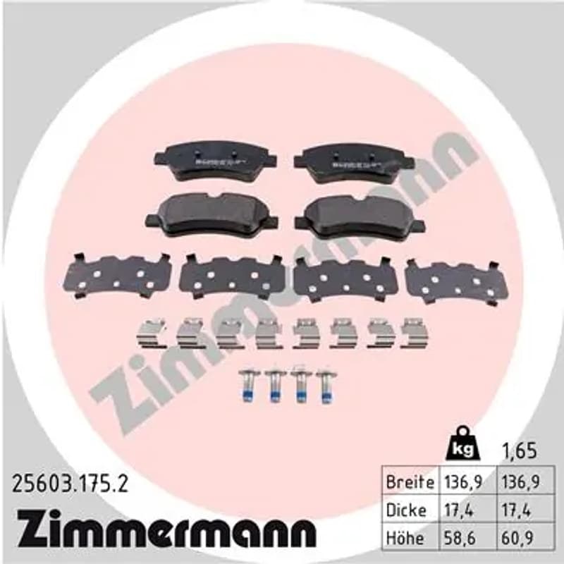 ZIMMERMANN stabdžių trinkelių rinkinys, diskinis stabdys 25603.175.2