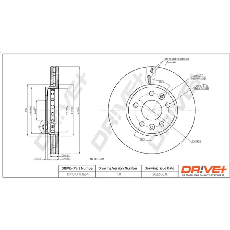 DRVE stabdžių diskas DP1010.11.1654