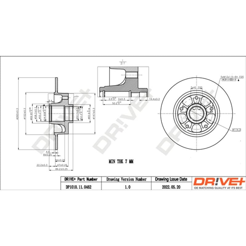DRVE DP1010.11.0462 stabdžių diskas