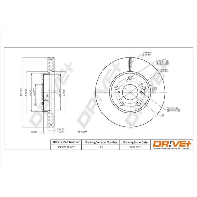 DRVE stabdžių diskas DP1010.11.1607