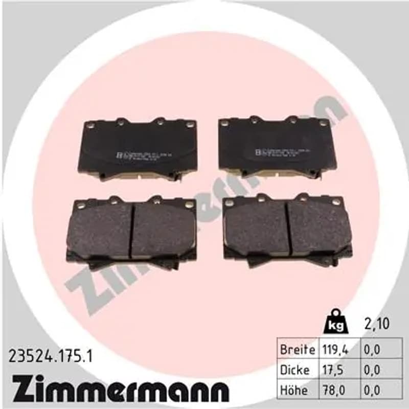 ZIMMERMANN stabdžių trinkelių rinkinys, diskinis stabdys 23524.175.1