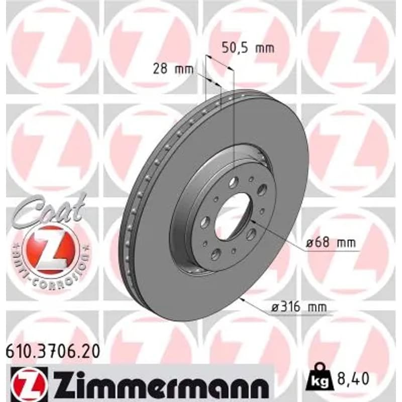 ZIMMERMANN stabdžių diskas 610.3706.20
