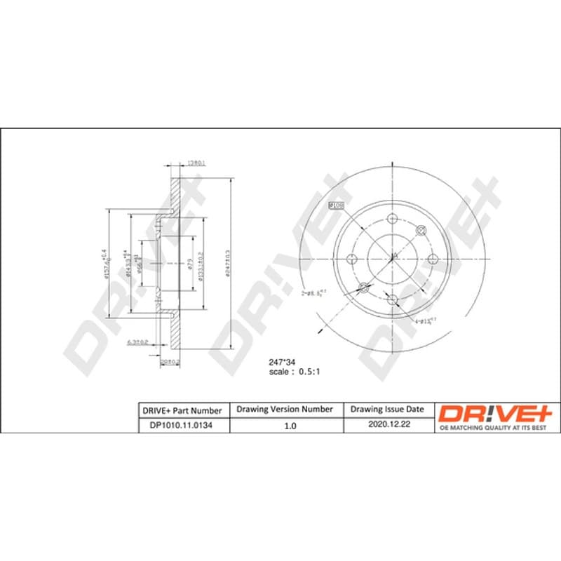 DRVE stabdžių diskas DP1010.11.0134