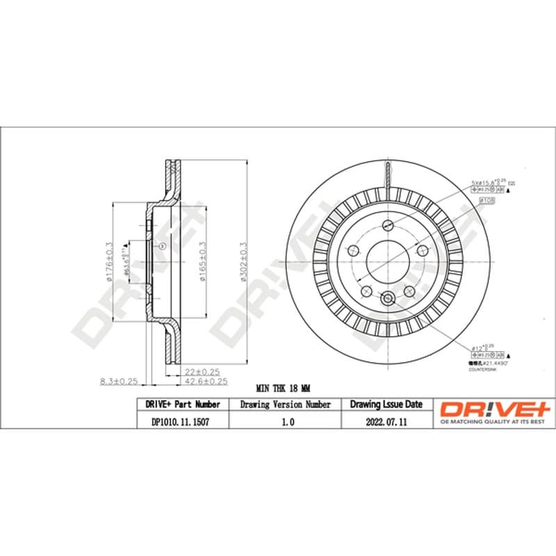 DRVE DP1010.11.1507 stabdžių diskas