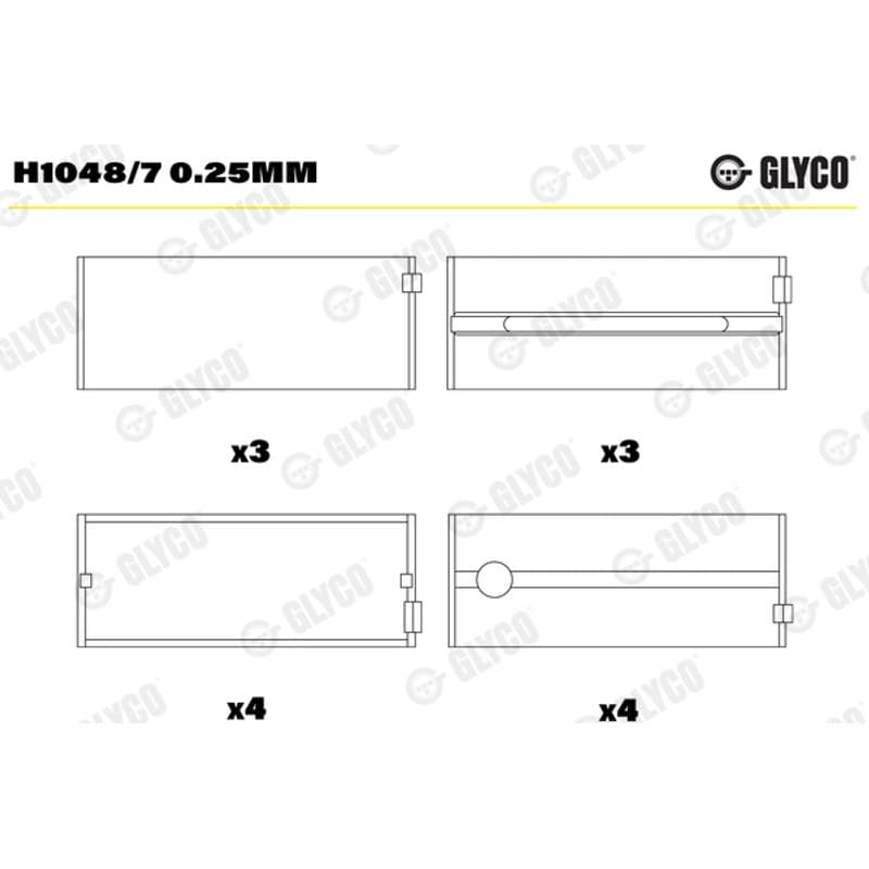 GLYCO pagrindiniai guoliai, alkūninis velenas H1048/7 0.25mm