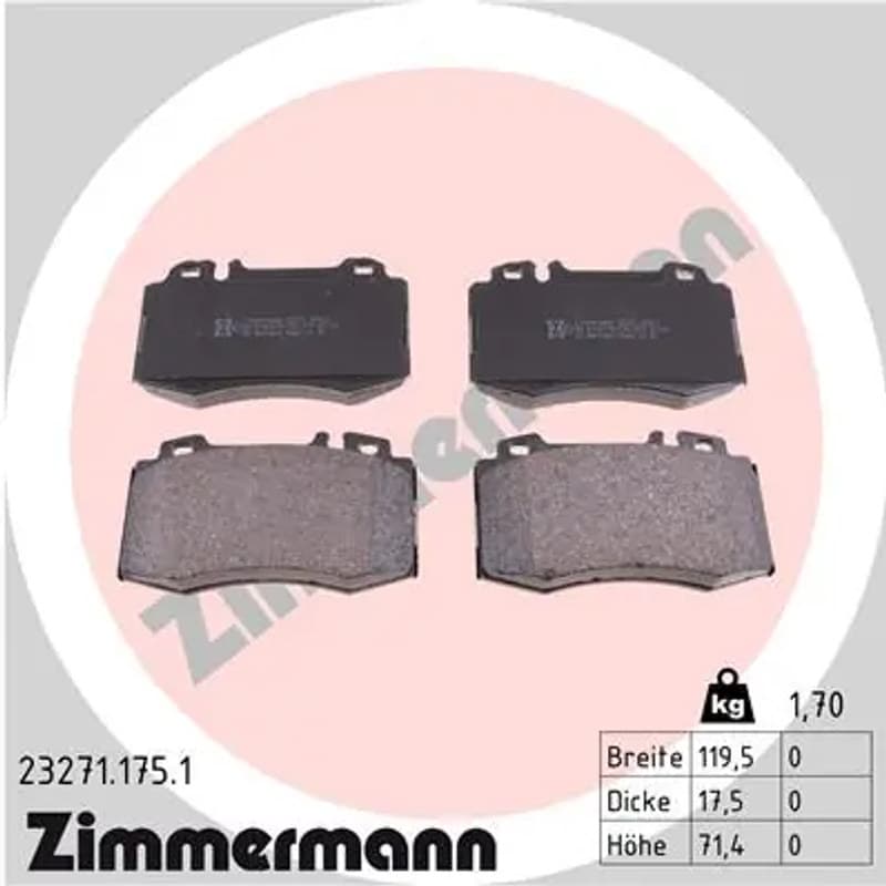 ZIMMERMANN stabdžių trinkelių rinkinys, diskinis stabdys 23271.175.1