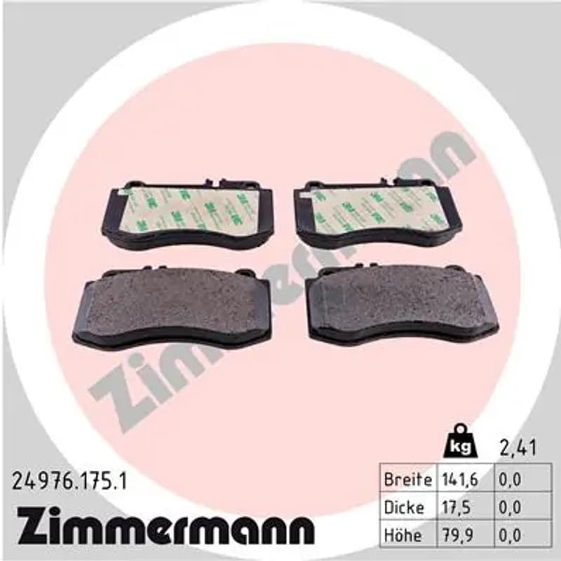 ZIMMERMANN stabdžių trinkelių rinkinys, diskinis stabdys 24976.175.1