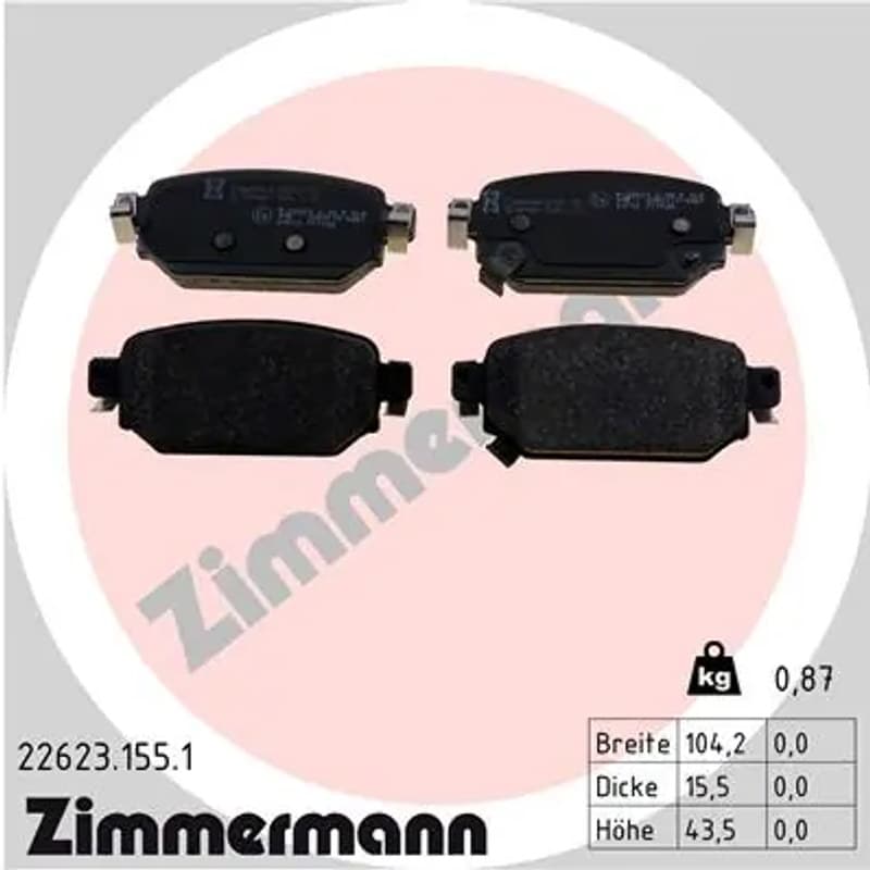 ZIMMERMANN stabdžių trinkelių rinkinys, diskinis stabdys 22623.155.1