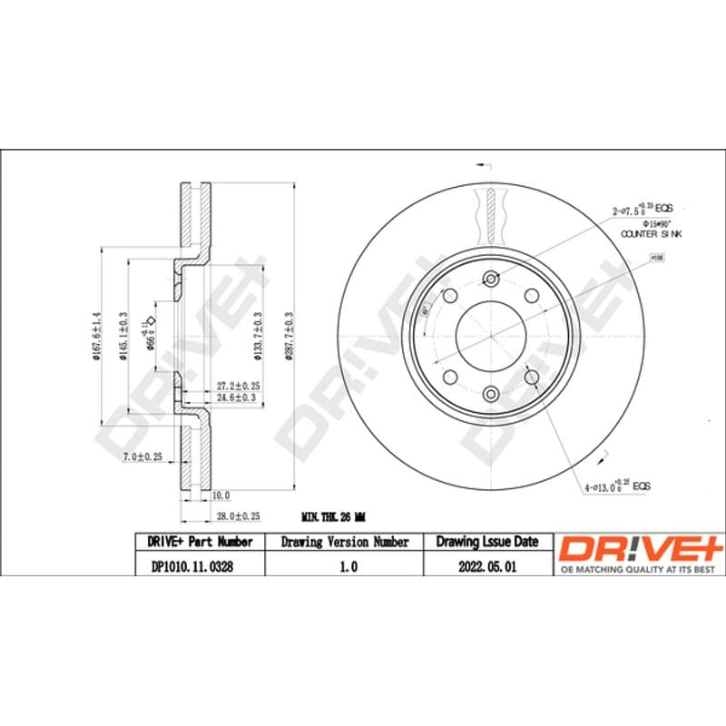 DRVE stabdžių diskas DP1010.11.0328