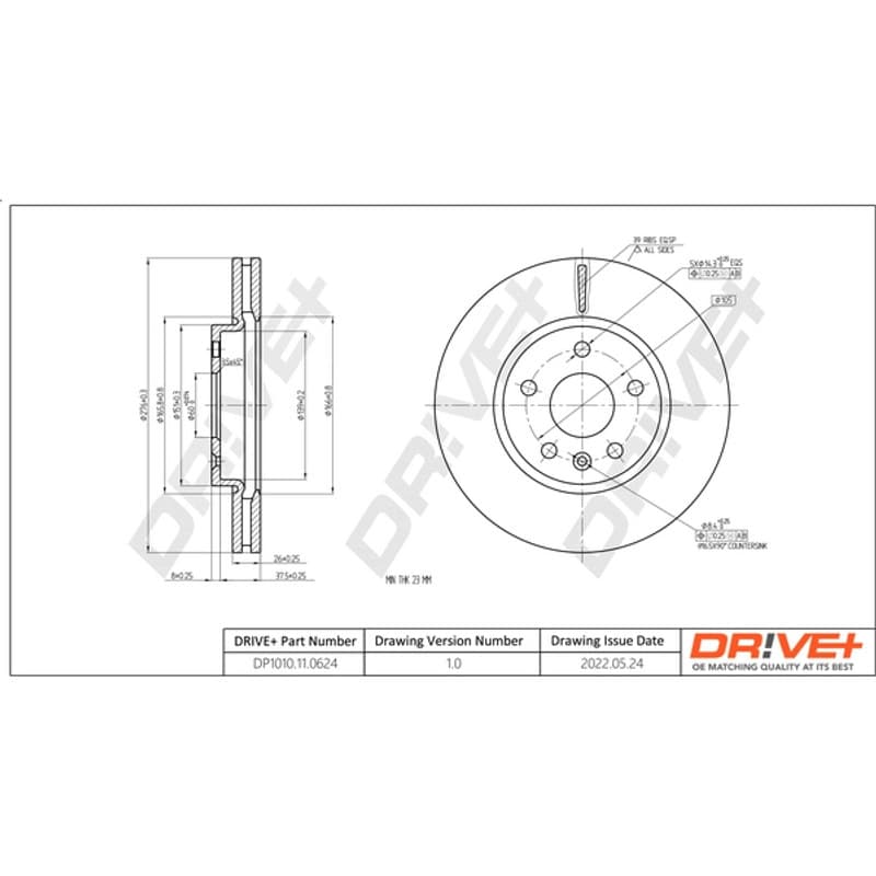 DRVE DP1010.11.0624 stabdžių diskas