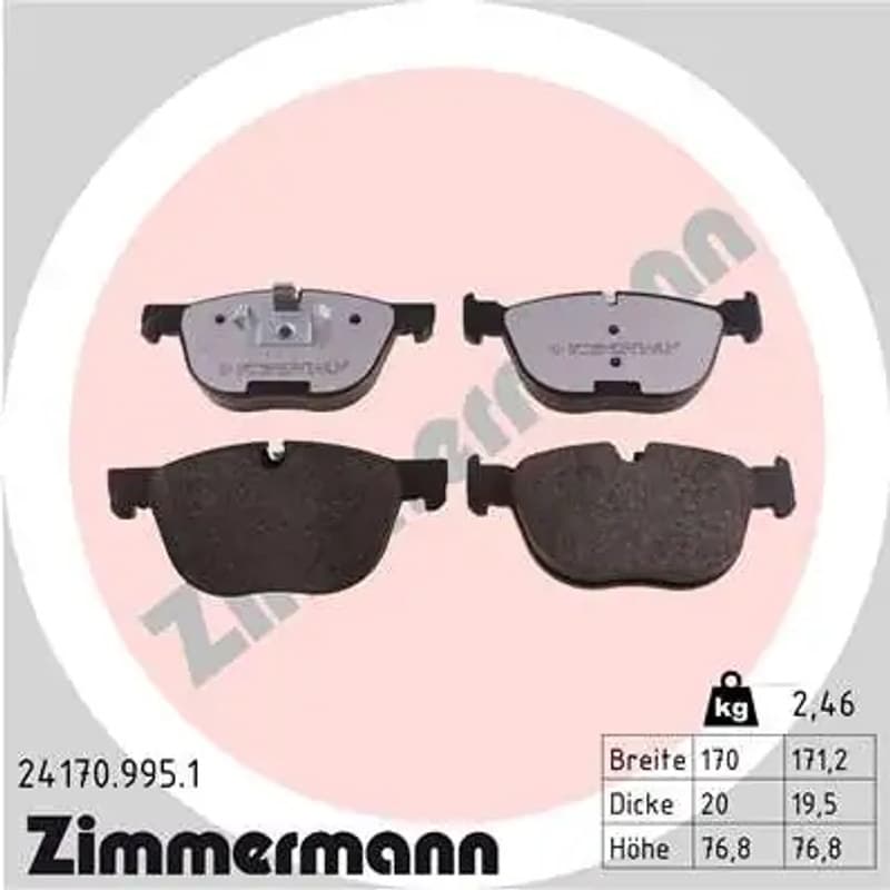 ZIMMERMANN stabdžių trinkelių rinkinys, diskinis stabdys 24170.995.1