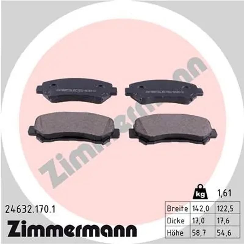 ZIMMERMANN stabdžių trinkelių rinkinys, diskinis stabdys 24632.170.1