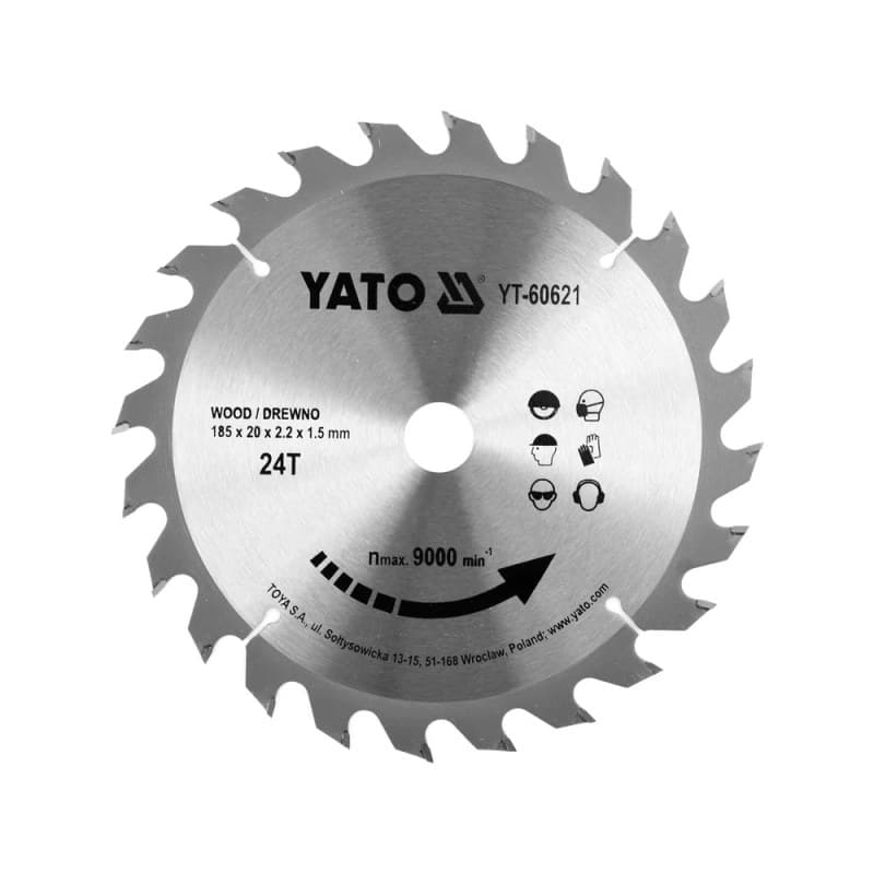 YATO TCT pjūklo diskas medienai 185X24TX20MM YT-60621