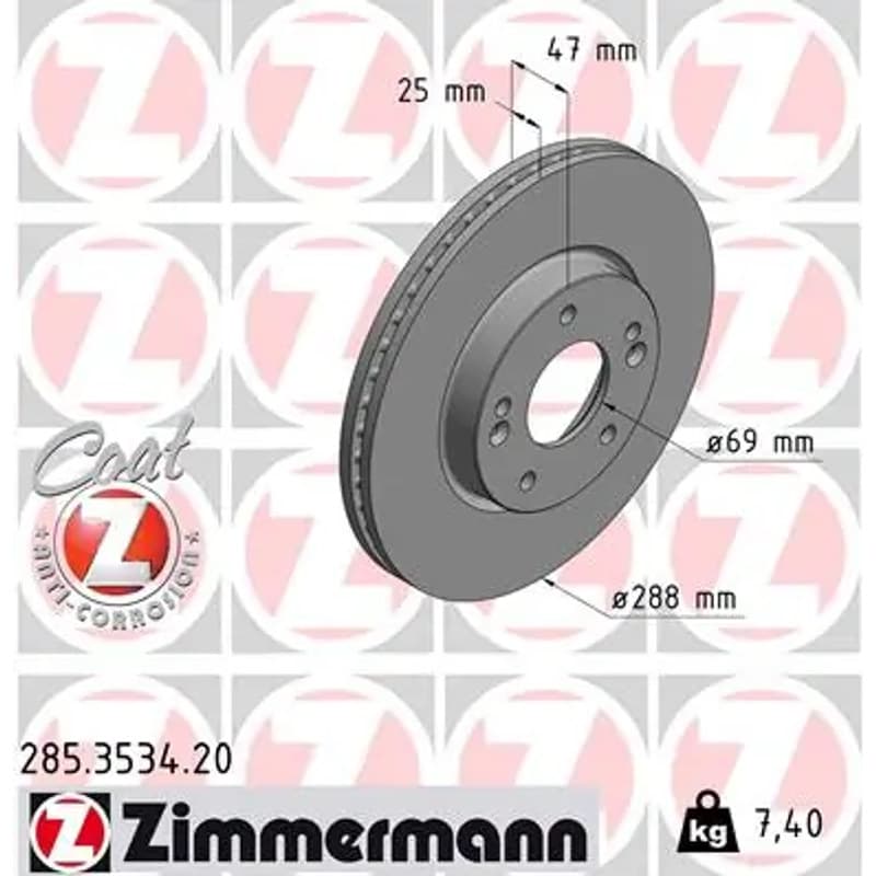 ZIMMERMANN stabdžių diskas 285.3534.20