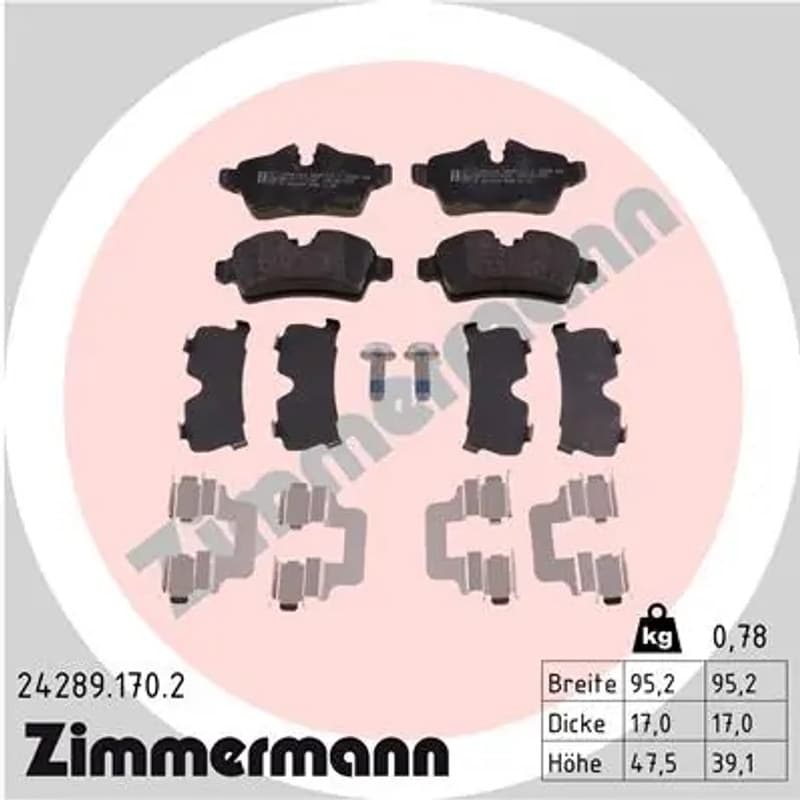 ZIMMERMANN stabdžių trinkelių rinkinys, diskinis stabdys 24289.170.2