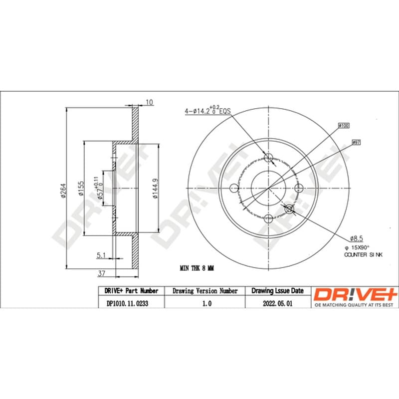 DRVE stabdžių diskas DP1010.11.0233