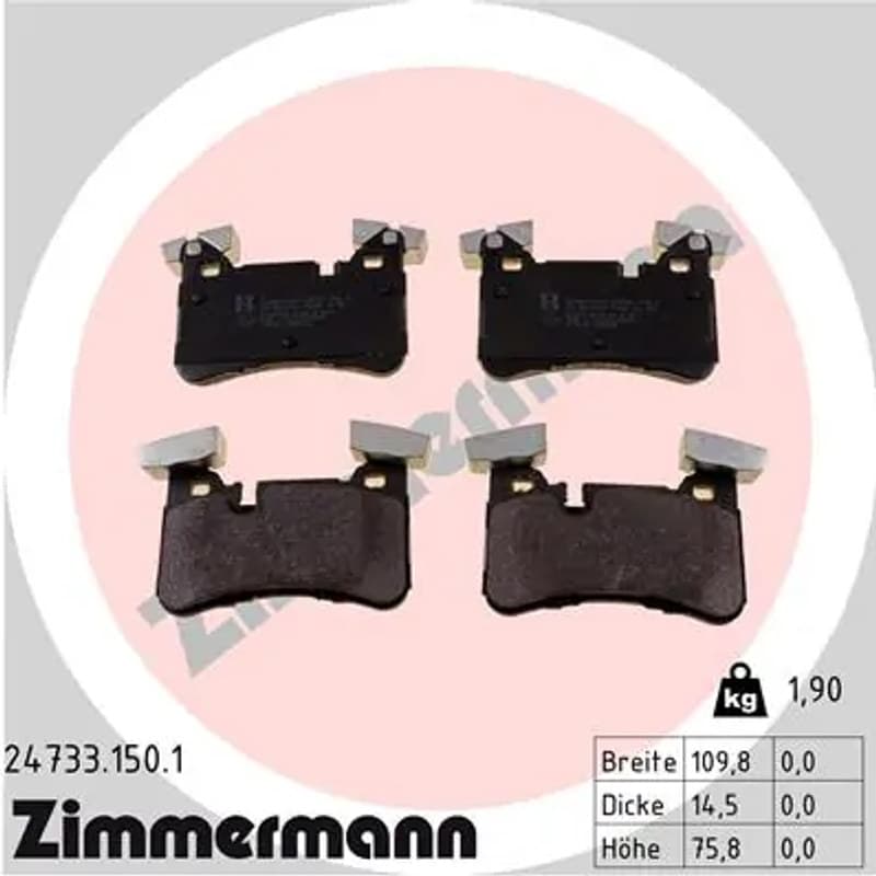 ZIMMERMANN stabdžių trinkelių rinkinys, diskinis stabdys 24733.150.1