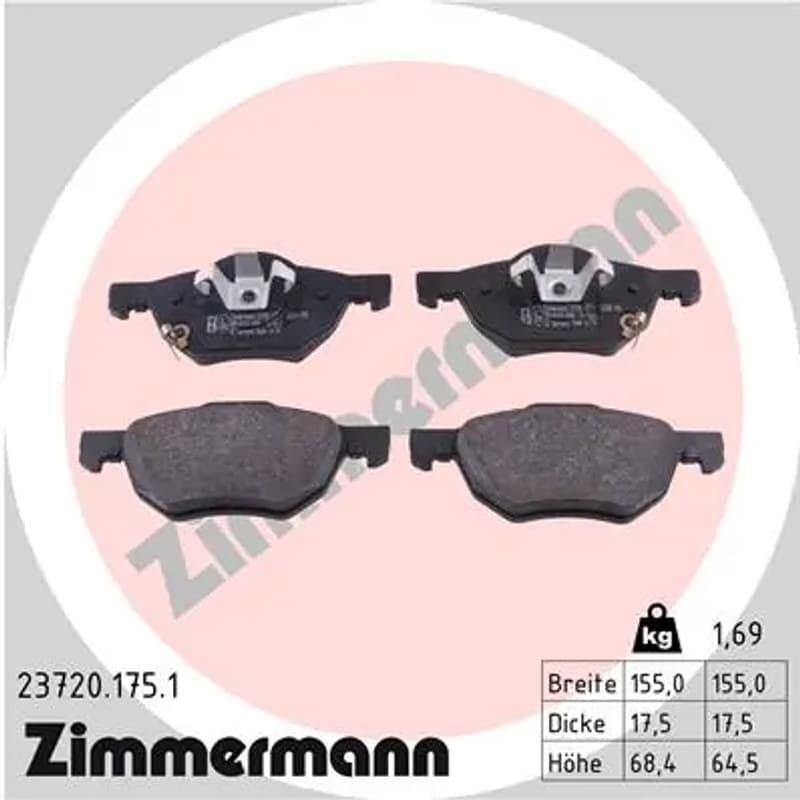 ZIMMERMANN stabdžių trinkelių rinkinys, diskinis stabdys 23720.175.1