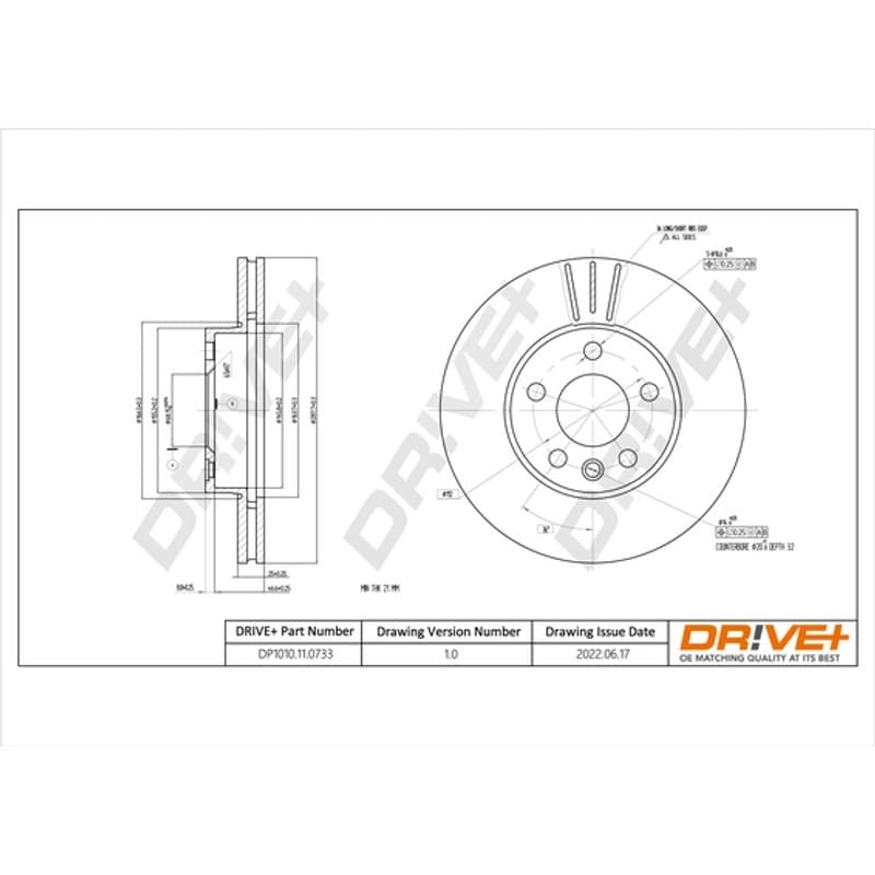 DRVE stabdžių diskas DP1010.11.0733