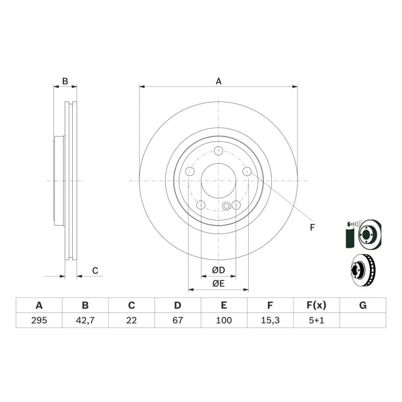 BOSCH 0 986 479 F75 stabdžių diskas