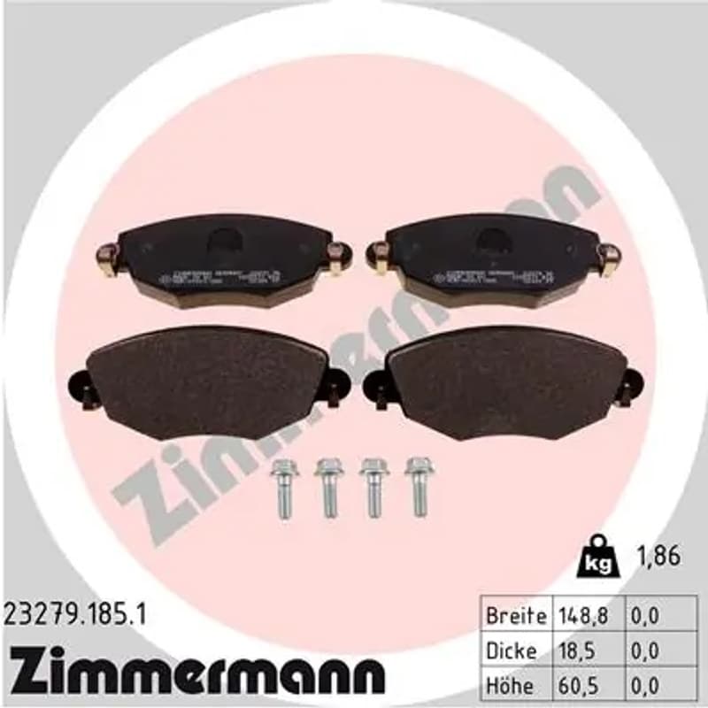 ZIMMERMANN stabdžių trinkelių rinkinys, diskinis stabdys 23279.185.1