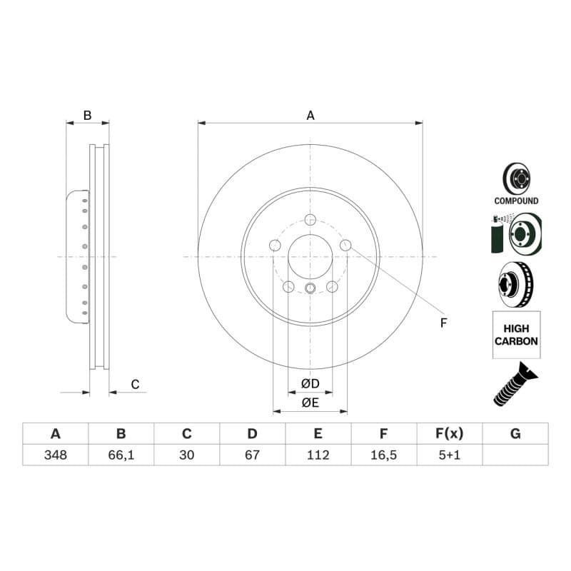 BOSCH 0 986 479 F57 stabdžių diskas