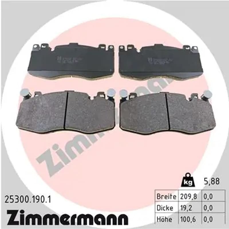 ZIMMERMANN stabdžių trinkelių rinkinys, diskinis stabdys 25300.190.1