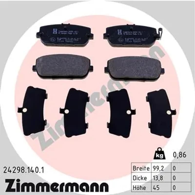 ZIMMERMANN stabdžių trinkelių rinkinys, diskinis stabdys 24298.140.1