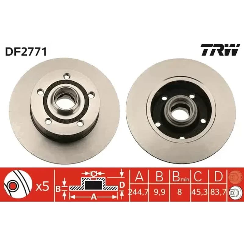 TRW stabdžių diskas DF2771