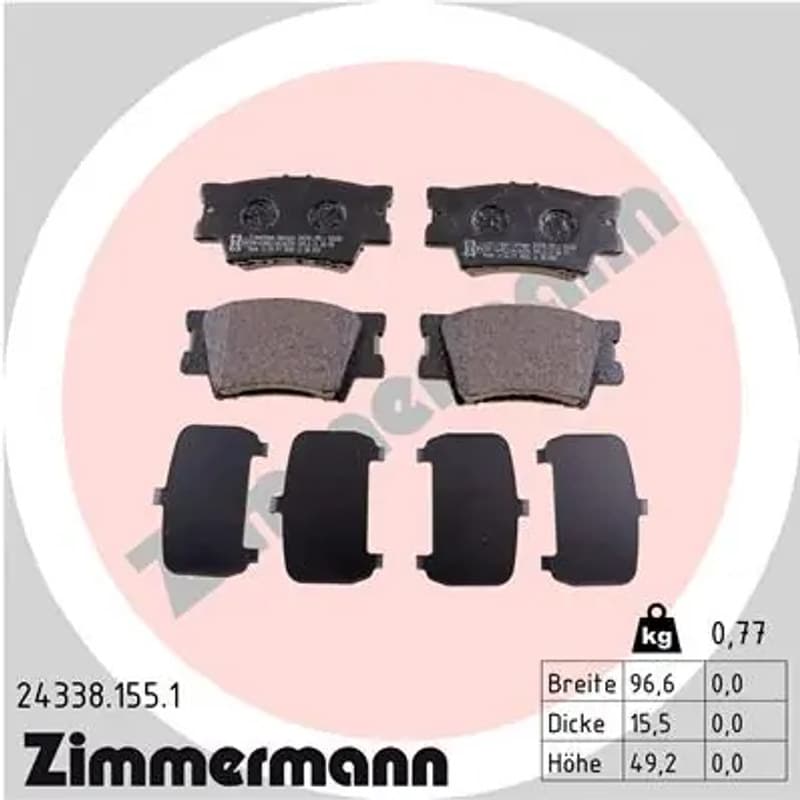 ZIMMERMANN stabdžių trinkelių rinkinys, diskinis stabdys 24338.155.1