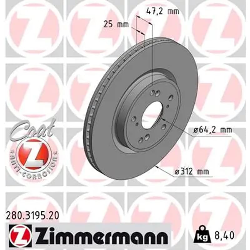 ZIMMERMANN stabdžių diskas 280.3195.20