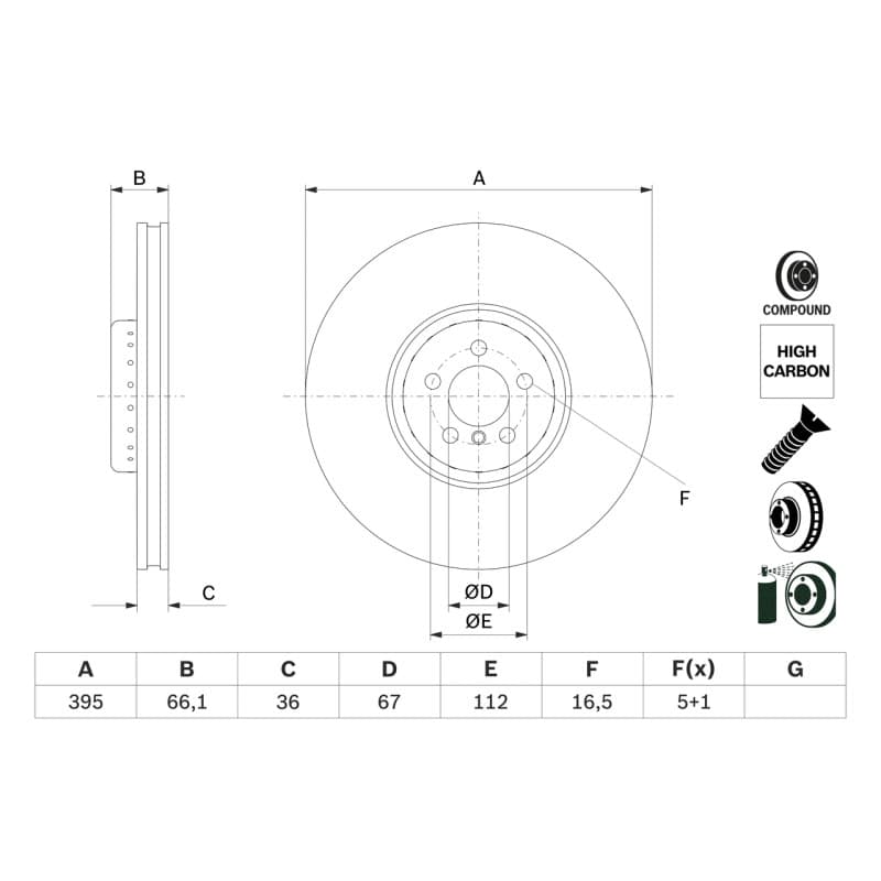 BOSCH 0 986 479 H12 stabdžių diskas