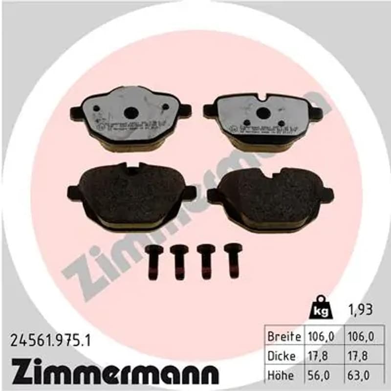 ZIMMERMANN stabdžių trinkelių rinkinys, diskinis stabdys 24561.975.1