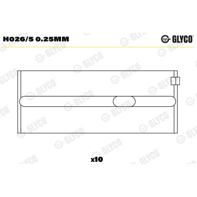 GLYCO pagrindiniai guoliai, alkūninis velenas H026/5 0.25mm